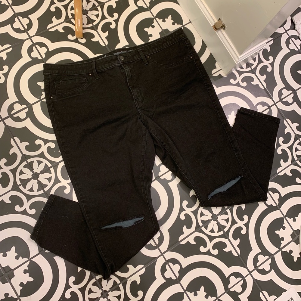 Mossimo Black Rip Knee Mid-rise Denim Legging